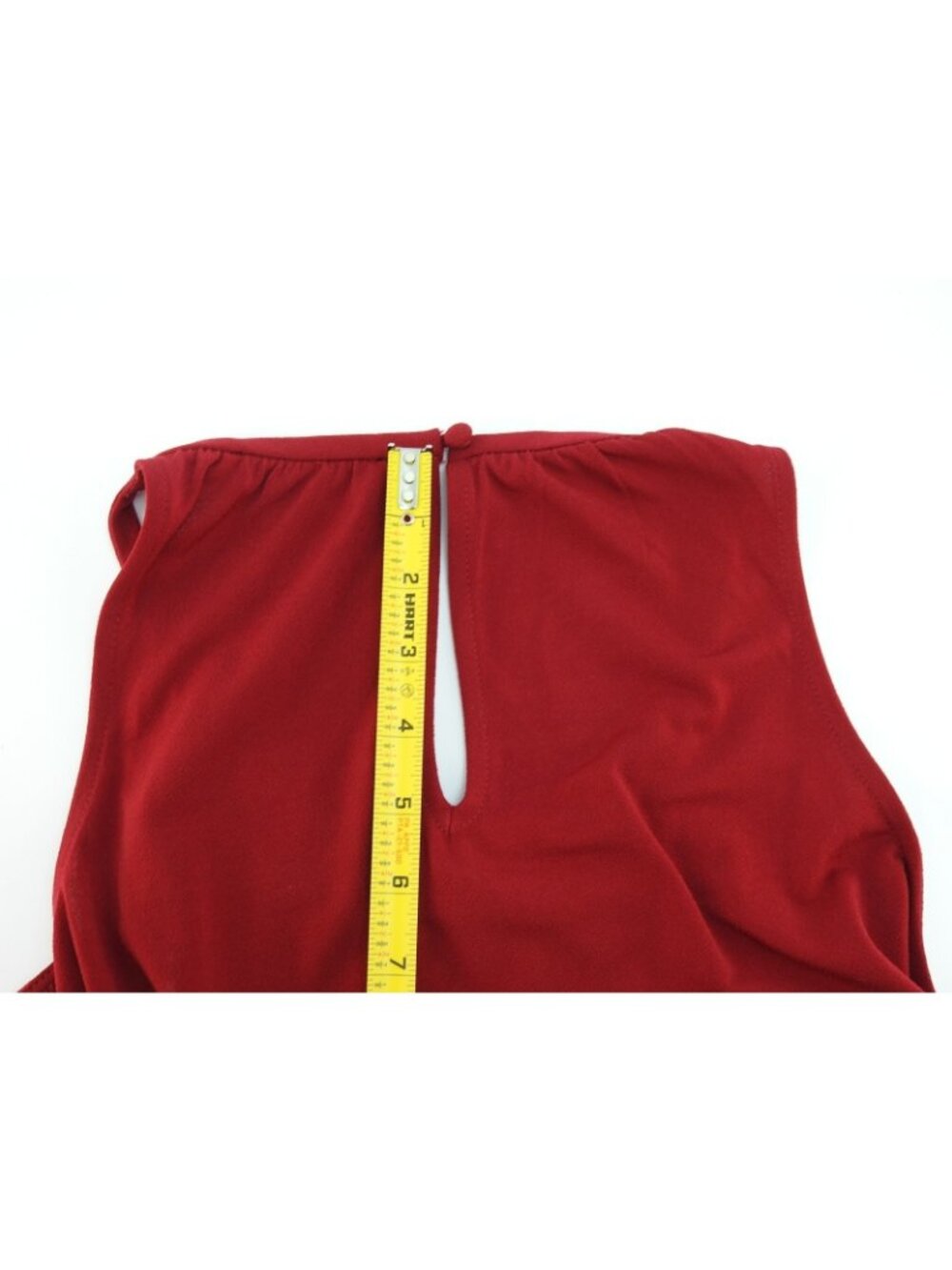 White House Black Market Red Sleeveless Blouson Keyhole Top Medium Stretch - Picture 10 of 13